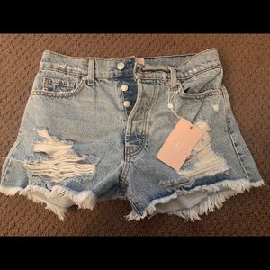 Distressed jean shorts
